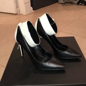 Enzo Angiolini black and white pumps